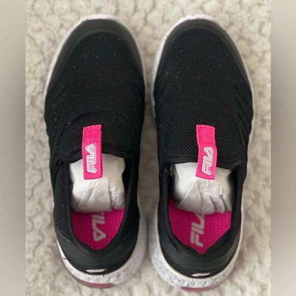 Fila Alento, Kids Running Shoes, Black/Pink/White Easy Pull On Lace Free Size 11 - Picture 4 of 7